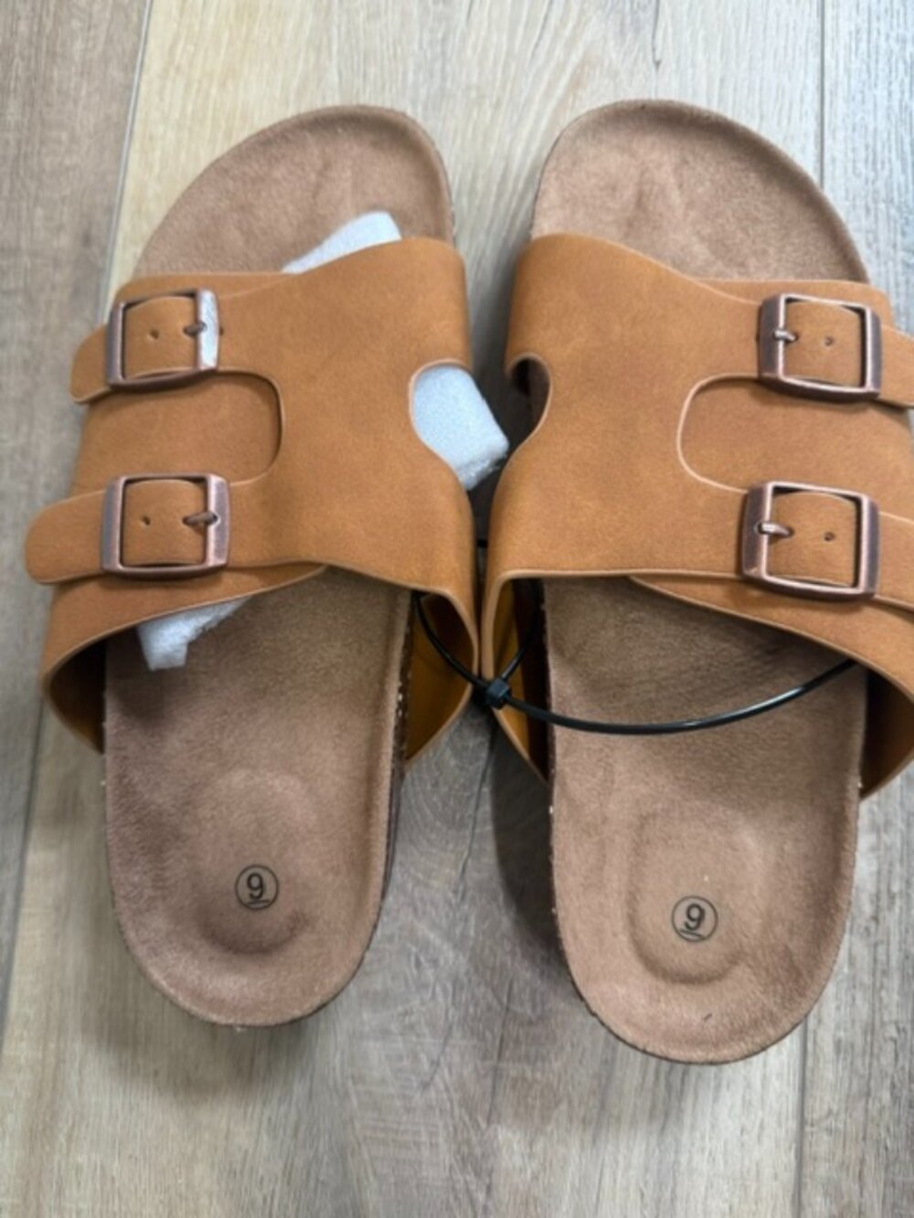 NEW Women's Brown Cork Sole Buckle Sandals Sz. 9